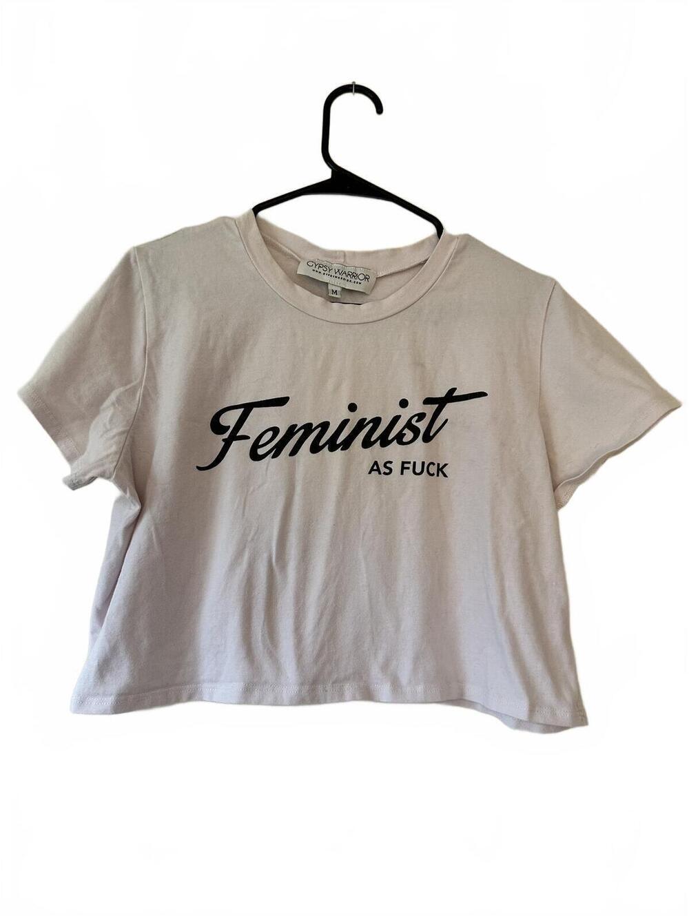 Gypsy Warrior Feminist As F*ck Crop T-Shirt Beige Size M
